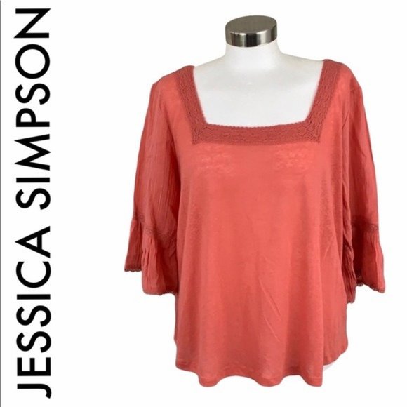 Jessica Simpson Tops - JESSICA SIMPSON NWT CORAL PINK BOHO TOP SIZE LARGE